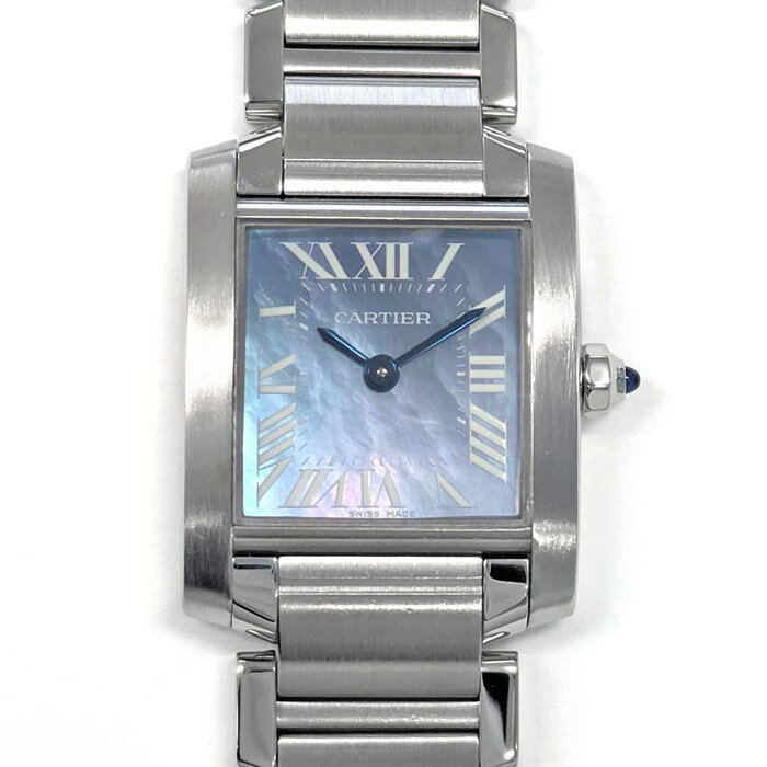 カルティエ Cartier 腕時計 タンク フランセーズ SM W51034Q3 スクエア ブルーシェル文字盤 SS クオーツアナログ 【中古】