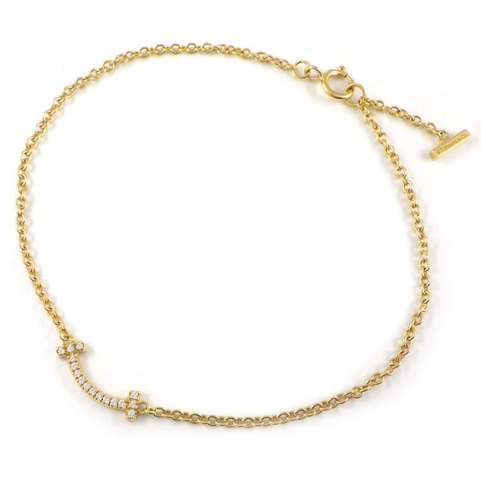 乐天商城 - 【最大1万円OFFクーポン配布中&10日限定★ポイント3倍】 ティファニー Tiffany & Co. ブレスレット Tスマイル ミニ 62994657 ダイヤモンド 計0.04ct K18YG 【中古】