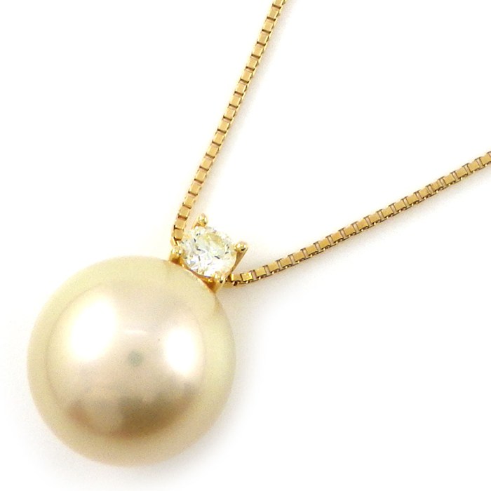 乐天商城 - 【最大1万円OFFクーポン配布中&10日限定★ポイント3倍】 タサキ 田崎真珠 TASAKI ネックレス 1ポイント パール 11.5mm珠 ダイヤモンド 0.13ct K18YG 【中古】