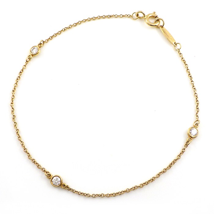 乐天商城 - ティファニー Tiffany & Co. ブレスレット バイザヤード 60082515 3ポイント ダイヤモンド 計0.15ct K18YG 【中古】