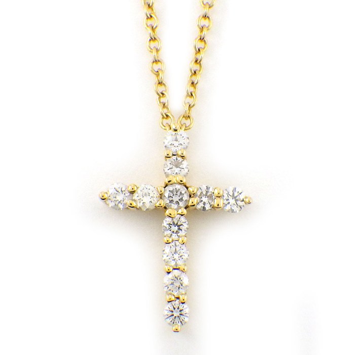 Pink - ティファニー Tiffany & Co. ネックレス スモールクロス ダイヤモンド K18YG 【中古】