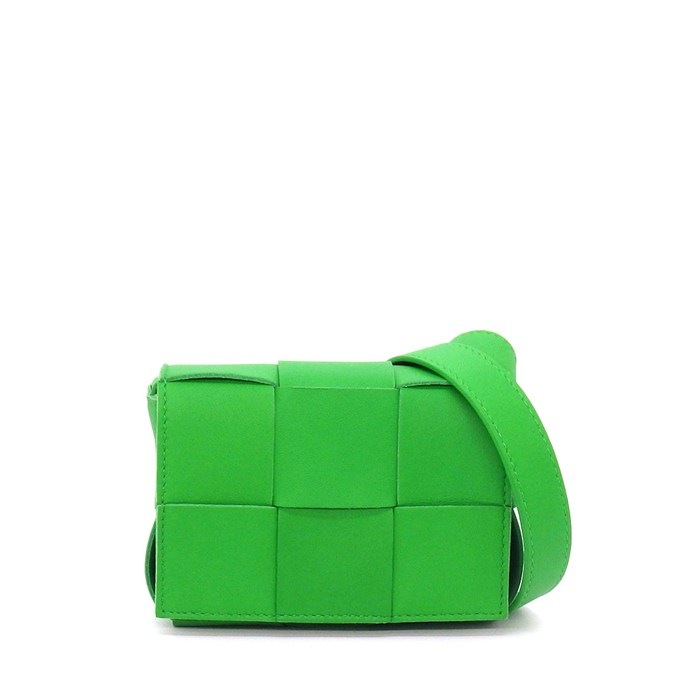 乐天商城 - 【最大1万円OFFクーポン配布中&10日限定★ポイント3倍】 ボッテガ・ヴェネタ BOTTEGA VENETA ショルダーバッグ キャンディ カセット 666688 VMAY1 3722 パラキート レザー ゴールド金具 【中古】
