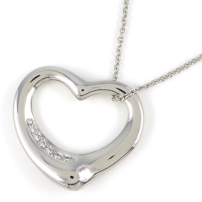 樂天商城 - ティファニー Tiffany & Co. ネックレス オープンハート 22mm幅モデル ダイヤモンド PT950 【中古】