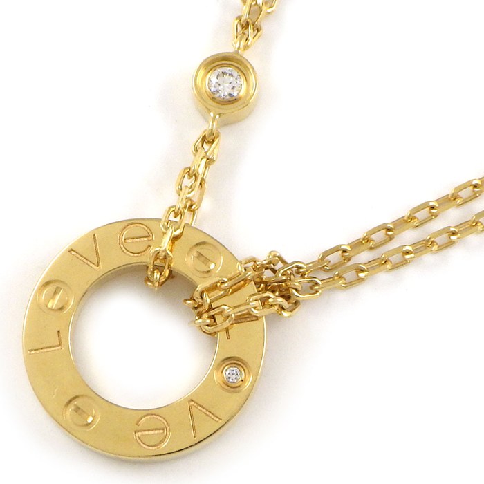 乐天商城 - 【最大1万円OFFクーポン配布中&10日限定★ポイント3倍】 カルティエ Cartier ネックレス ラブサークル B7219500 2ポイント ダイヤモンド 計0.03ct K18YG 【中古】