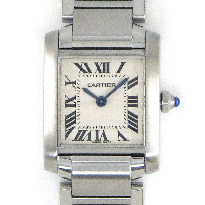 カルティエ Cartier 腕時計 タンクフランセーズSM W51008Q3 スクエア アイボリー文字盤 ローマンインデックス SS クオーツアナログ 【中古】