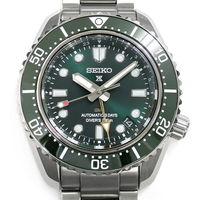 セイコー SEIKO 腕時計 プロスペックス ダイバースキューバ SBEJ009/6R54-00D0 メカニカルダイバーズ 1968 GMT デイト 回転ベゼル 夜光 サンレイ グリーン文字盤 SS セラミック 自動巻き 【箱・保付き】 【中古】