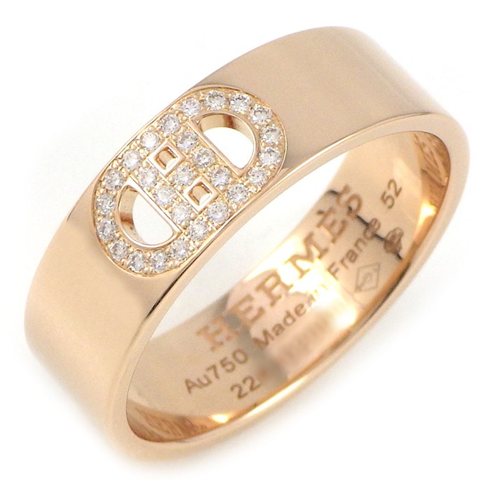 樂天商城 - エルメス HERMES リング Hダンクル PM H115601B 27ポイント ダイヤモンド 計0.07ct K18PG 12号 / #52 【中古】