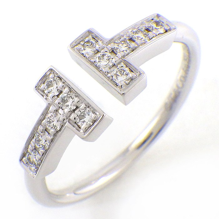 乐天商城 - 【最大1万円OFFクーポン配布中&10日限定★ポイント3倍】 ティファニー Tiffany & Co. リング Tワイヤー 60147237 ダイヤモンド K18WG 8.5号 【中古】