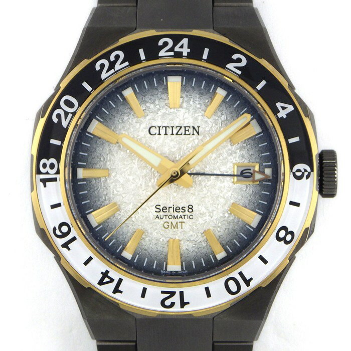 シチズン CITIZEN 腕時計 シリーズ8 NB603-55H/9054-0065X0B 世界限定1600本 デイト GMT 回転ベゼル 夜光 ホワイト/ブラック グラデーション文字盤 SS 自動巻き 【箱・保付き】 【中古】