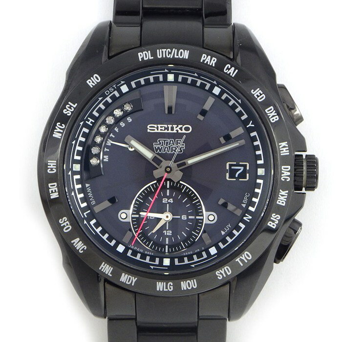 セイコー SEIKO 腕時計 ブライツ スターウォーズ ダースベイダー SAGA125/8B54-0AP0 1500本 限定モデル ダイヤインデックス ブラック文字盤 デイト 夜光針 ワールドタイム SS ソーラー 【中古】