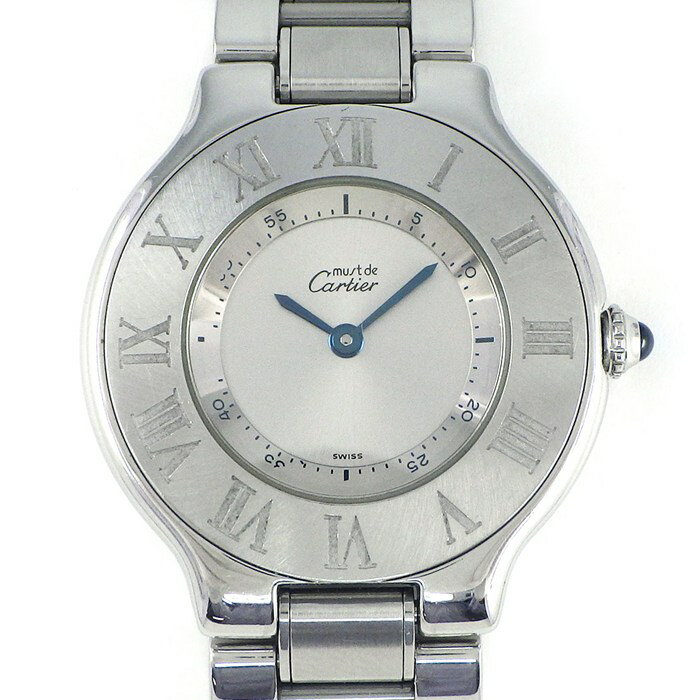 カルティエ Cartier 腕時計 マスト21 W10109T2 サンレイ シルバー文字盤 ローマンベゼル SS クオーツアナログ 【中古】