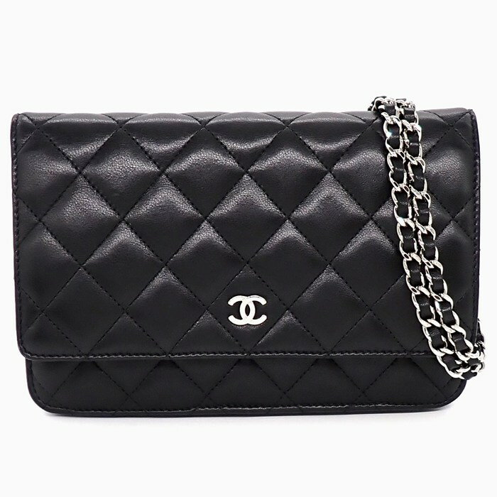 樂天商城 - シャネル CHANEL ショルダーバッグ マトラッセ クラシック チェーンウォレット AP0250 2019年製 ブラック ボルドー ラムスキン 【中古】