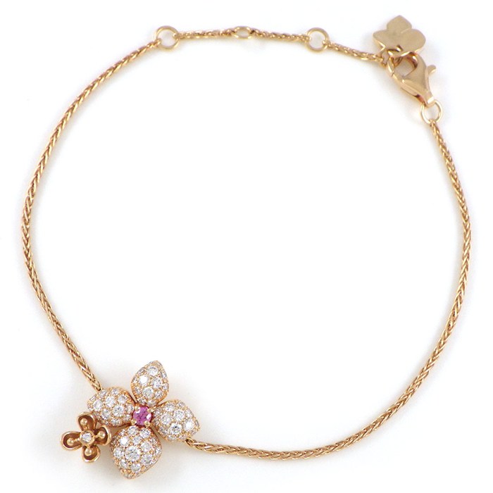 Sapphire - ショーメ Chaumet ブレスレット オルタンシア フラワーモチーフ ピンクサファイア パヴェ ダイヤモンド K18PG 【中古】