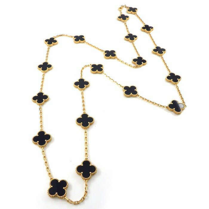 樂天商城 - ヴァンクリーフ＆アーペル Van Cleef & Arpels ロングネックレス ヴィンテージアルハンブラ 20モチーフ VCARA43100 オニキス K18YG 【中古】