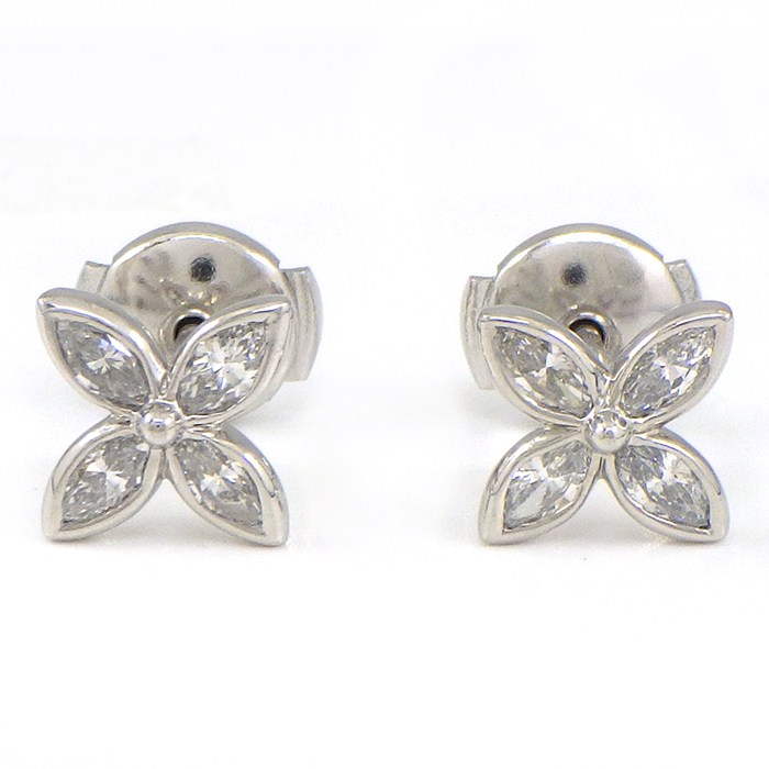 樂天商城 - ティファニー Tiffany & Co. ピアス ビクトリア リーフ フラワー スモール マーキスカット ダイヤモンド PT950 【中古】