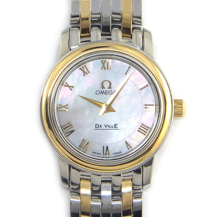 オメガ OMEGA 腕時計 デ・ヴィル プレステージ 4370.71.00 ホワイトシェル文字盤 ローマンインデックス K18YG SS クオーツアナログ 【中古】