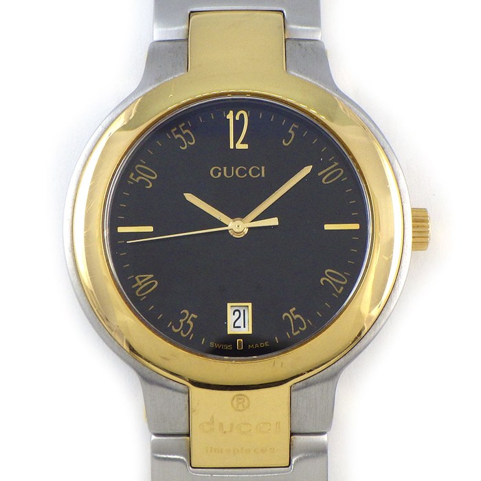 グッチ GUCCI 腕時計 8900M ブラック文字盤 デイト GP SS クオーツアナログ 【中古】