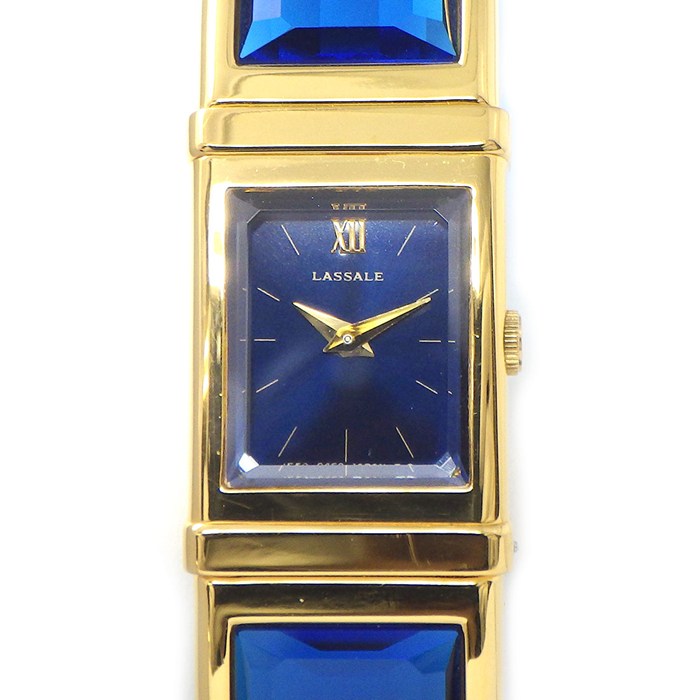 乐天商城 - 【最大1万円OFFクーポン配布中】 セイコー SEIKO 腕時計 ラサール 1E50-525A レクタンギュラー サンレイ ネイビー文字盤 ミネラルガラス GP SS クオーツアナログ 【中古】