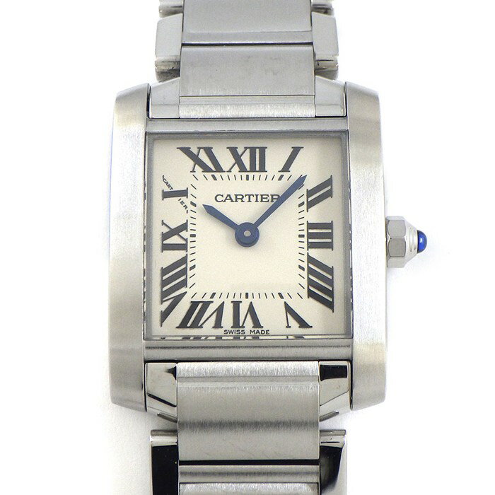 カルティエ Cartier 腕時計 タンク フランセーズ SM W51008Q3 スクエア アイボリー文字盤 SS クオーツアナログ 【中古】