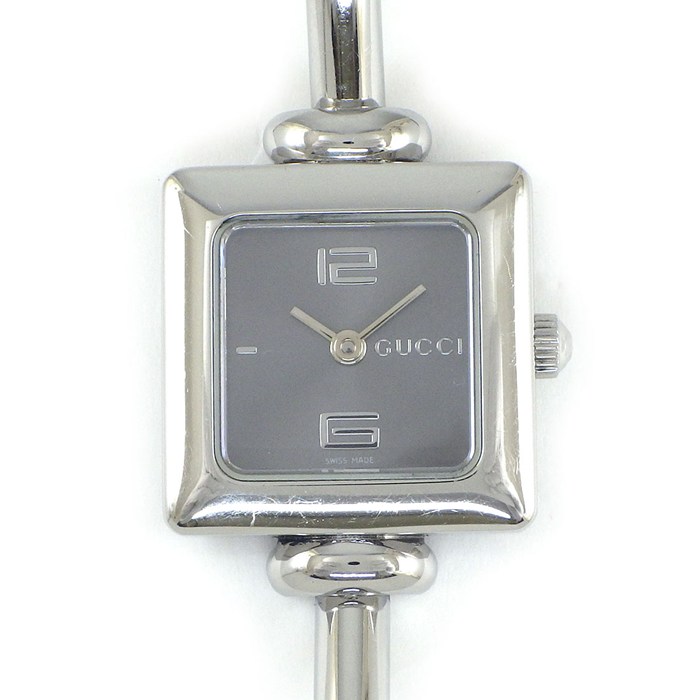 乐天商城 - 【最大1万円OFFクーポン配布中】 グッチ GUCCI 腕時計 バングルウォッチ 1900L スクエア サンレイ グレー文字盤 SS クオーツアナログ 【中古】