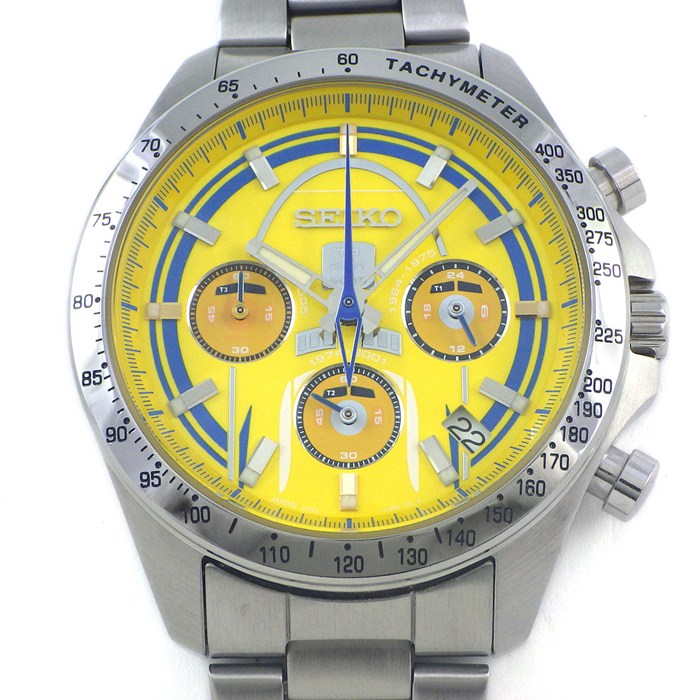 乐天商城 - 【最大3万円OFFクーポン配布中】 セイコー SEIKO 腕時計 923形 ドクターイエロー T4 引退記念メモリアルウオッチ 8T63-04L0 5000本限定モデル デイト クロノグラフ タキメーター スモールセコンド イエロー文字盤 SS クオーツアナログ 【中古】