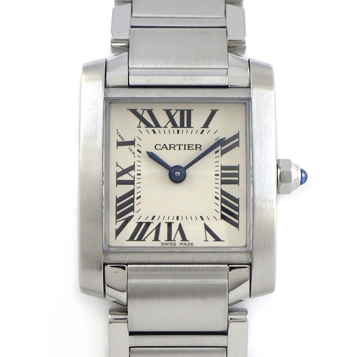 カルティエ Cartier 腕時計 タンク フランセーズ SM W51008Q3 スクエア アイボリー文字盤 SS クオーツアナログ 【中古】