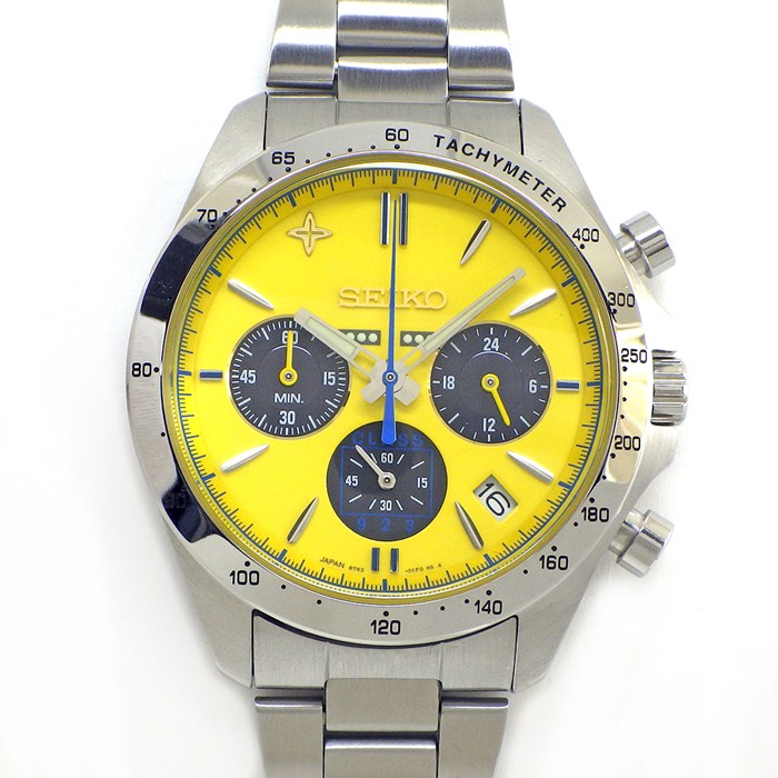 【20日限定★ポイント3倍】 セイコー SEIKO 腕時計 SBTR013/8T63-01E0 923形ドクターイエロー 運行20周年記念 5000本限定モデル イエロー文字盤 デイト クロノグラフ タキメーター スモールセコンド 夜光針 イエロー文字盤 SS クオーツアナログ 【中古】