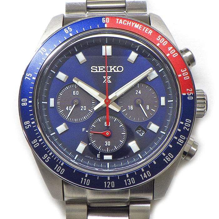 セイコー SEIKO 腕時計 プロスペックス スピードタイマー SBDL097/V192-0AH0 サンレイ ネイビー文字盤 デイト クロノグラフ 夜光針/インデックス スモールセコンド SS ソーラー 【中古】