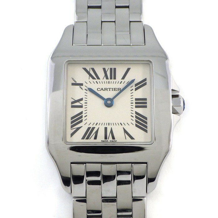 カルティエ Cartier 腕時計 サントス ドゥモワゼル LM W25065Z5 スクエア アイボリー文字盤 SS クオーツアナログ 【中古】