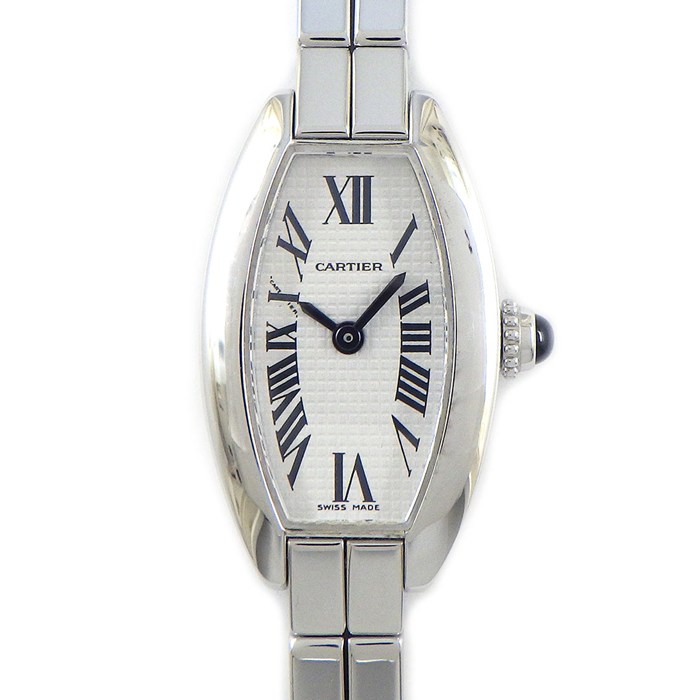 カルティエ Cartier 腕時計 ミニトノー ラニエール W15363W3 シルバー文字盤 ローマンインデックス K18WG クオーツアナログ 【中古】