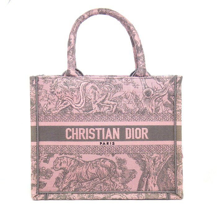 CHRISTIAN DIOR - 【最大3万円OFFクーポン配布中】 ディオール Dior トートバッグ ブックトート スモール ピンク グレー トワルドゥジュイ ソヴァージュ エンブロイダリー 【中古】