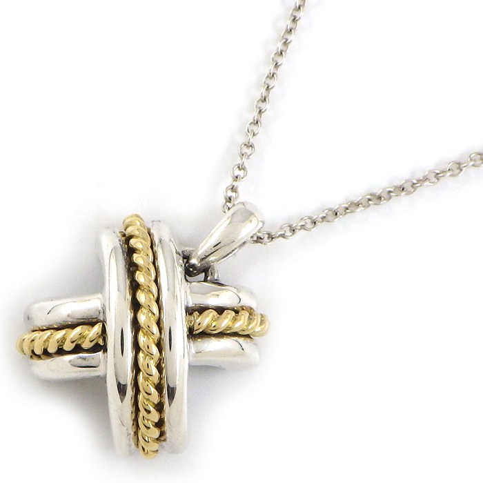 乐天商城 - 【最大1万円OFFクーポン配布中】 ティファニー Tiffany & Co. ネックレス シグネチャー クロス X K18YG SV925 【中古】