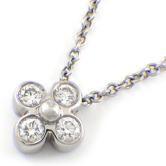 乐天商城 - 【最大1万円OFFクーポン配布中&10日限定★ポイント3倍】 ティファニー Tiffany & Co. ネックレス ベゼルセット フラワー 4ポイント ダイヤモンド PT950 【中古】