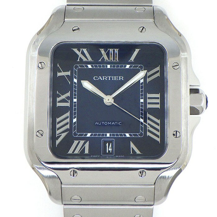 カルティエ Cartier 腕時計 サントス LM WSSA0071 スクエア サンレイ グラデーション ブルー文字盤 ローマンインデックス デイト SS 自動巻き 【箱・保付き】 【中古】