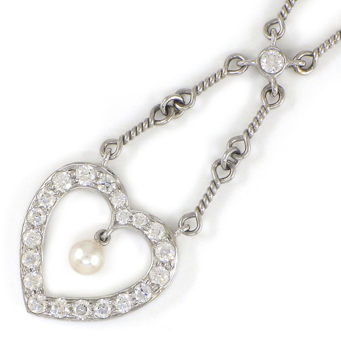 乐天商城 - 【最大1万円OFFクーポン配布中】 ティファニー Tiffany & Co. ネックレス センチメンタル ハート パール ダイヤモンド PT950 【中古】