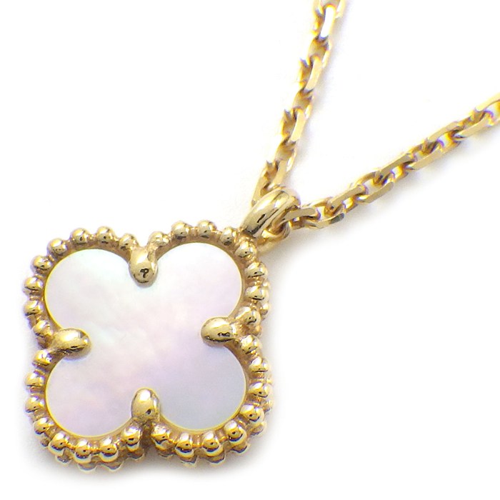 乐天商城 - ヴァンクリーフ＆アーペル Van Cleef & Arpels ネックレス スウィートアルハンブラ VCARF69100 ホワイト シェル K18YG 【箱・保付き】 【中古】