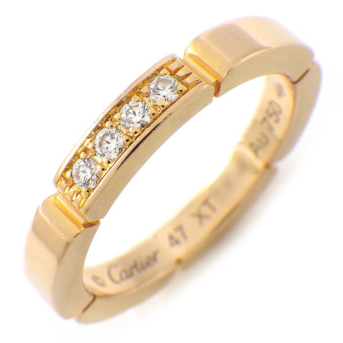 乐天商城 - 【最大1万円OFFクーポン配布中&10日限定★ポイント3倍】 カルティエ Cartier リング マイヨンパンテール ウェディング バンド B4080547 4ポイント ダイヤモンド 計0.05ct K18PG 7号 / #47 【中古】