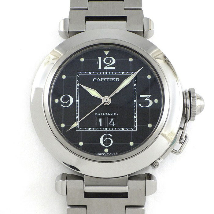 カルティエ Cartier 腕時計 パシャC W31053M7 デイト 夜光インデックス 夜光針 グリッド ブラック文字盤 SS 自動巻き 【中古】