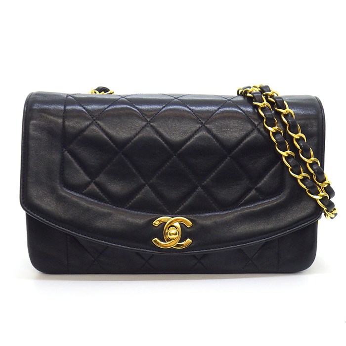 乐天商城 - 【最大1万円OFFクーポン配布中&10日限定★ポイント3倍】 シャネル CHANEL ハンドバッグ ダイアナ22 チェーンショルダーバッグ A01164 1990年代 ブラック ボルドー ラムスキン ゴールド金具 【中古】