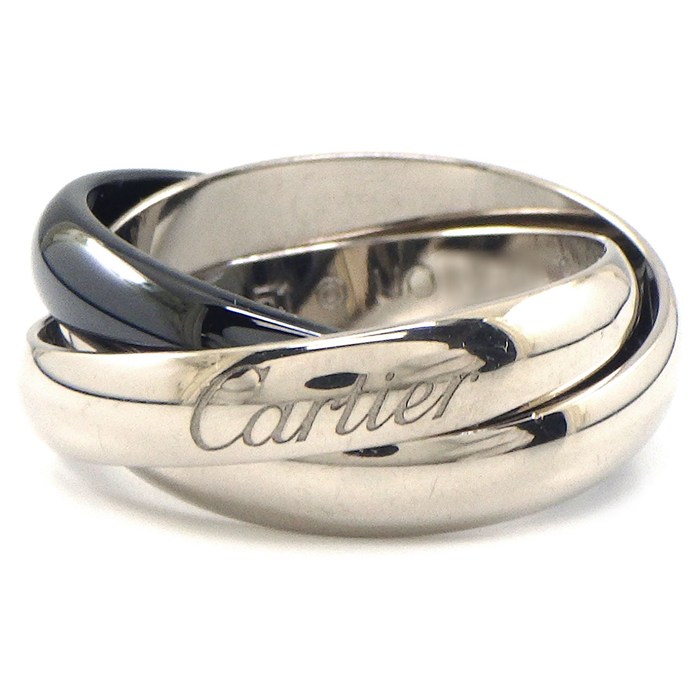 乐天商城 - 【最大1万円OFFクーポン配布中&10日限定★ポイント3倍】 カルティエ Cartier リング トリニティ クラシックモデル K18WG セラミック 11号 / #51 【箱・保付き】 【中古】