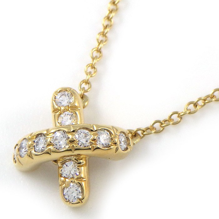 乐天商城 - 【最大1万円OFFクーポン配布中】 ティファニー Tiffany & Co. ネックレス クロスステッチ ダイヤモンド K18YG 【中古】