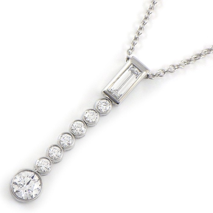 乐天商城 - ティファニー Tiffany & Co. ネックレス ジャズドロップ スウィング 1ポイント バゲットカット 7ポイント ラウンドカット ダイヤモンド PT950 【中古】