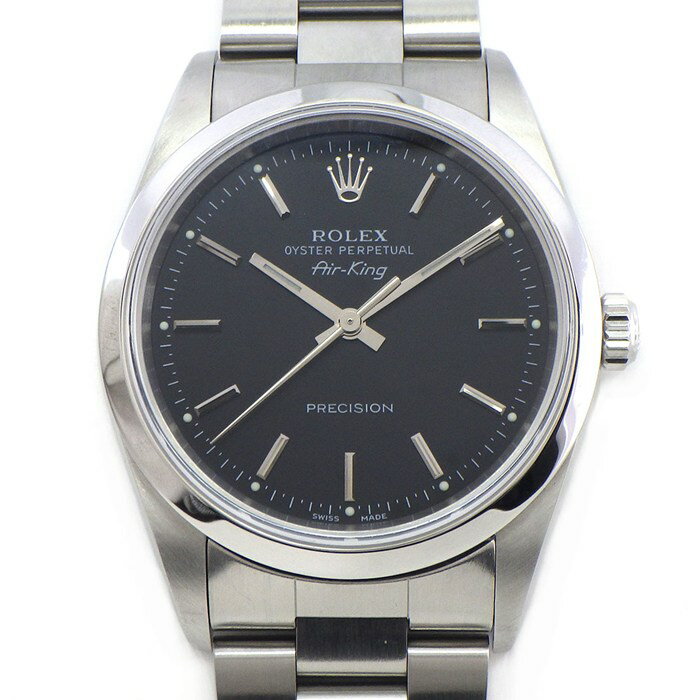 ロレックス Rolex 腕時計 エアキング 14000M ブラック文字盤 夜光インデックス 夜光針 SS 自動巻き 【中古】