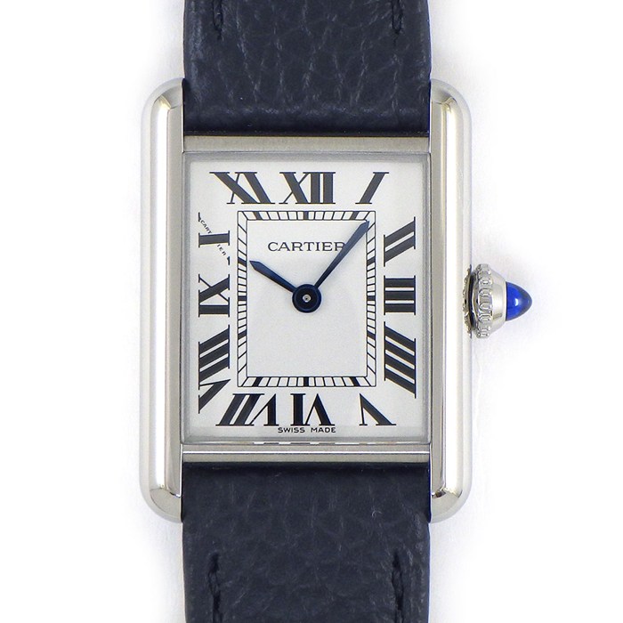 樂天商城 - カルティエ Cartier 腕時計 タンク マスト SM ソーラービート WSTA0137 レクタンギュラー シルバー文字盤 ローマンインデックス ブラック 革ベルト SS ソーラー 【箱・保付き】 【中古】