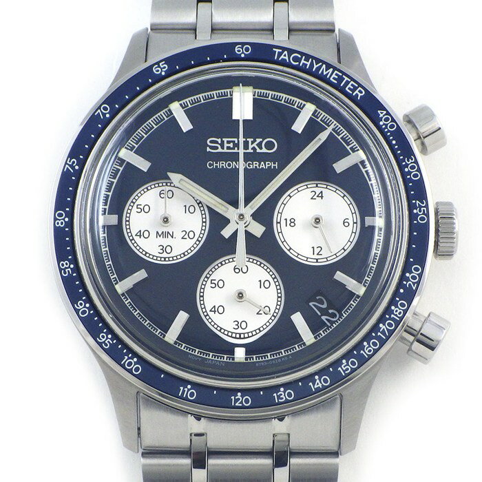 乐天商城 - 【最大1万円OFFクーポン配布中&10日限定★ポイント3倍】 セイコー SEIKO 腕時計 セイコーセレクション SBTR053/8T63-03P0 ネイビー文字盤 デイト クロノグラフ タキメーター 夜光針/インデックス スモールセコンド SS クオーツアナログ 【箱・保付き】 【中古】