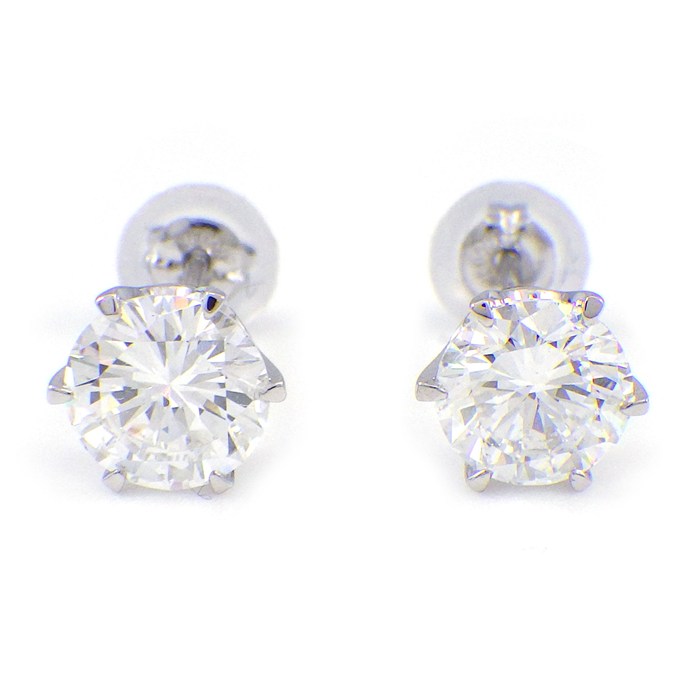 樂天商城 - 【ダイヤモンド 】 ピアス ソリティア スタッド ラウンド ダイヤモンド 0.620ct(G/VS1/GD) / 0.647ct(G/VS2/VG) PT900