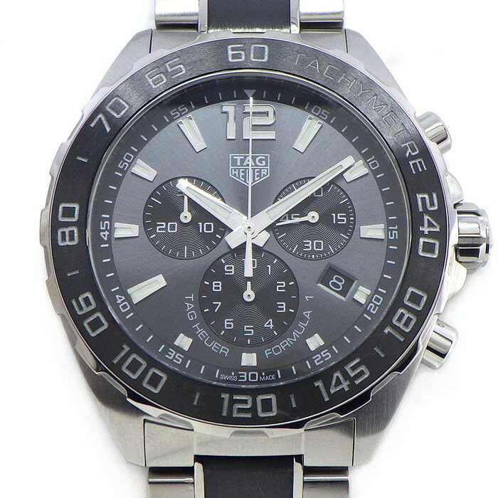 乐天商城 - タグ・ホイヤー TAG Heuer 腕時計 フォーミュラ1 クロノグラフ CAZ1011.BA0843 デイト タキメーター スモールセコンド 夜光 サンレイ シルバーグレー/ブラック文字盤 SS セラミック クオーツアナログ 【箱・保付き】 【中古】