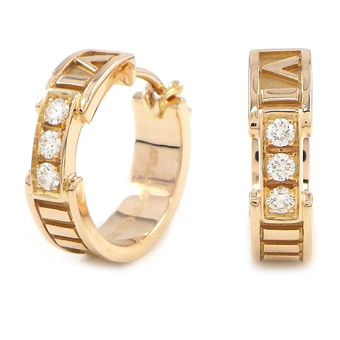樂天商城 - ティファニー Tiffany & Co. ピアス アトラス フープ ダイヤモンド K18PG 【中古】