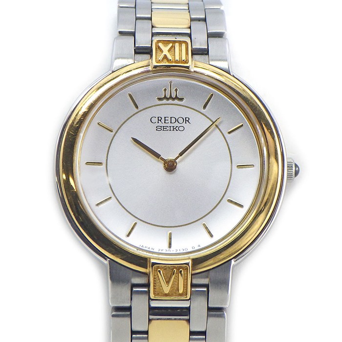乐天商城 - 【最大3万円OFFクーポン配布中】 クレドール CREDOR 腕時計 2F70-0650 サンレイ シルバー文字盤 K18YG SS クオーツアナログ 【中古】