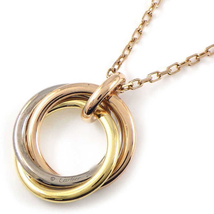 【5日限定★最大3万円OFF＆P3倍★】 カルティエ Cartier ネックレス トリニティ SM セミパヴェ スリーカラー ダイヤモンド K18PG K18WG K18YG 【箱・保付き】 【中古】